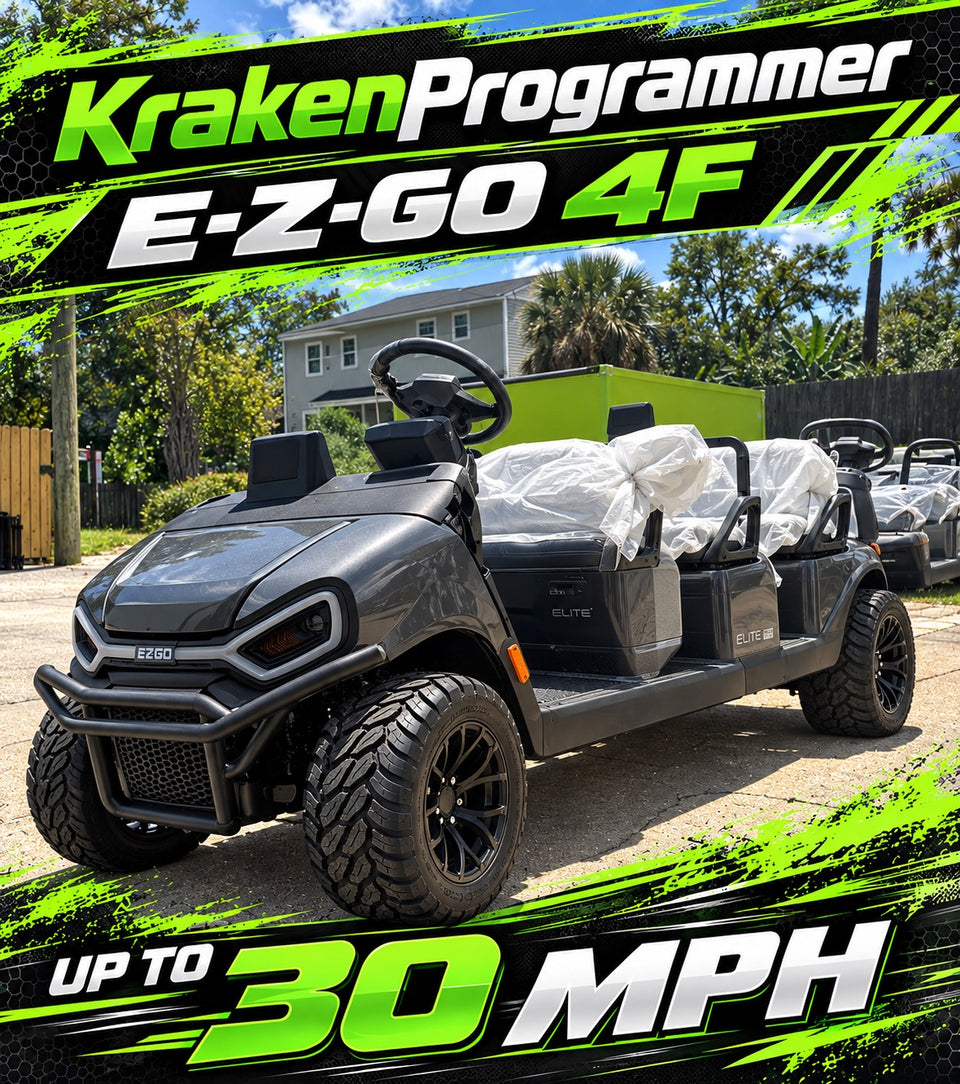 Kraken Programmer speed programmer for the 2026-2027 E-Z-GO Liberty 4 and Liberty 4F ELiTE lithium golf cart, up to 30 MPH