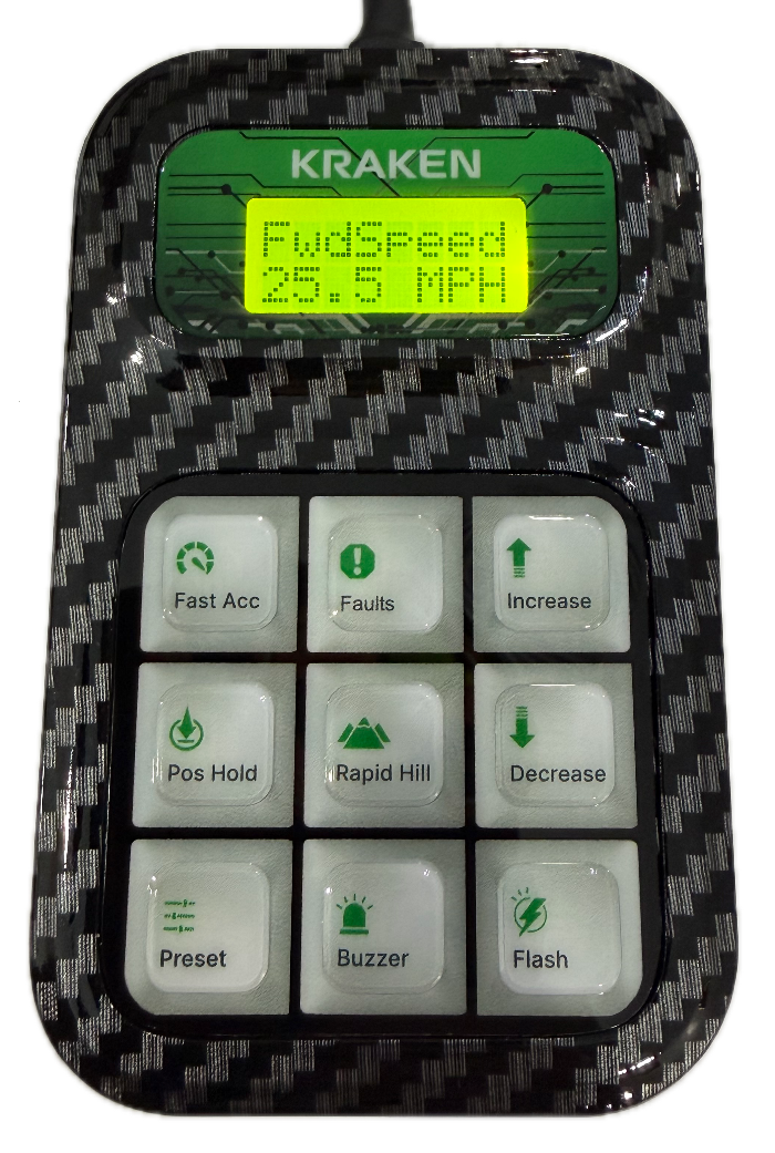 Kraken Golf Cart Dealer Fast Speed Programmer for EZGO RXV 2013-2024+ User Guide showing forward speed set to 25.5 MPH