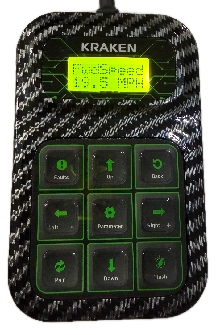 Kraken Golf Cart User Programmer for EZGO TXT showing showing forward speed max of 19.5 MPH